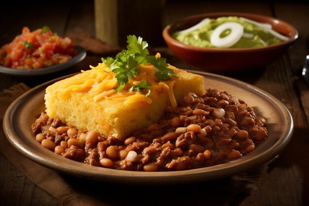 Enchiladas, die mit würzigen schwarzen Bohnen beschichtet werden