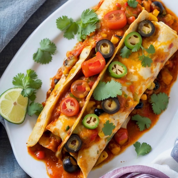 Enchiladas mexicanas com um toque vegetariano