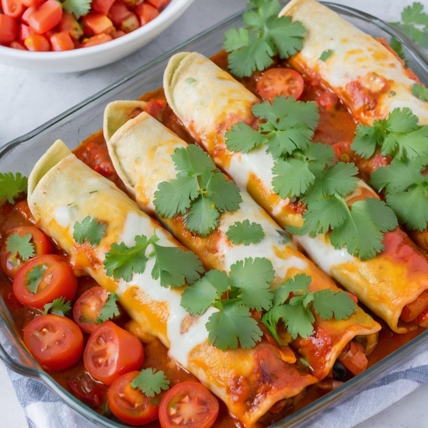 Foto enchiladas mexicanas com um toque vegetariano