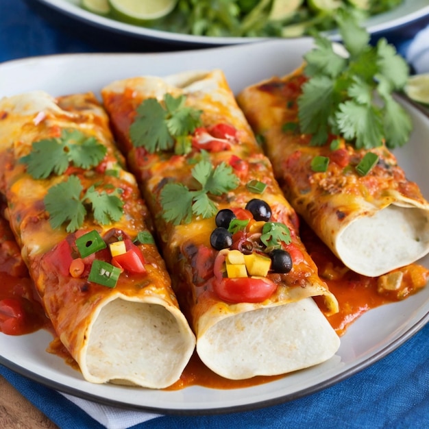 Enchiladas mexicanas com um toque vegetariano