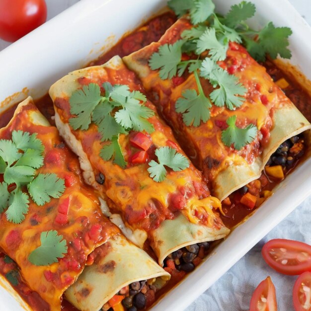 Enchiladas mexicanas com um toque vegetariano