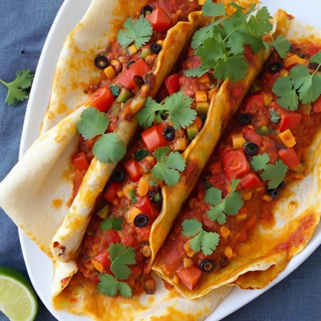 Enchiladas mexicanas com um toque vegetariano