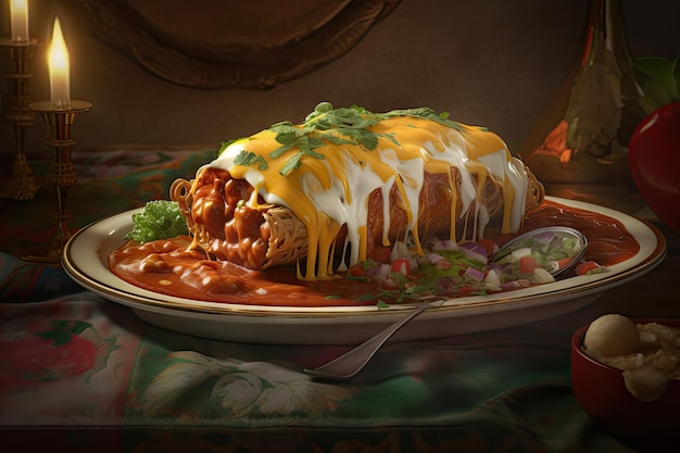 Enchiladas Mexicanas Enchilada Mexicana Tradicional con Enchiladas Mexicanas Resumen Generativo Ai Ilustración