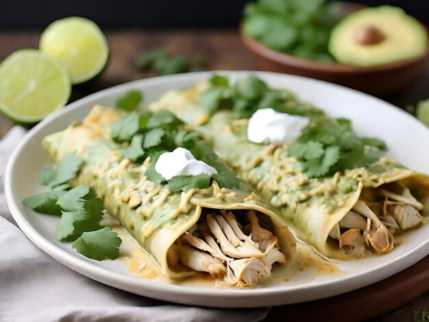 Enchiladas mexicanas verdes con pollo