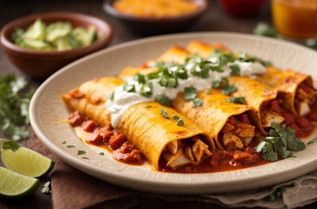 Enchiladas de pollo chipotle picante