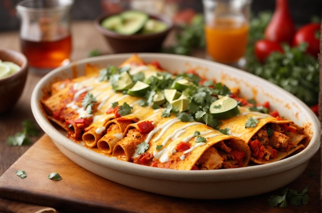 Enchiladas de pollo chipotle picante