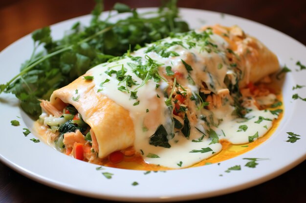 Enchiladas De Pollo Con Crema Agria Encantada Comida Mexicana