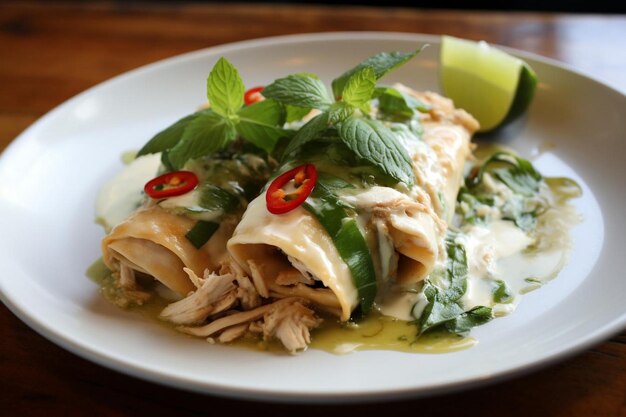 Enchiladas de pollo con curry verde tailandés