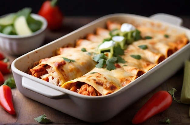 Enchiladas de pollo picante de comida mexicana