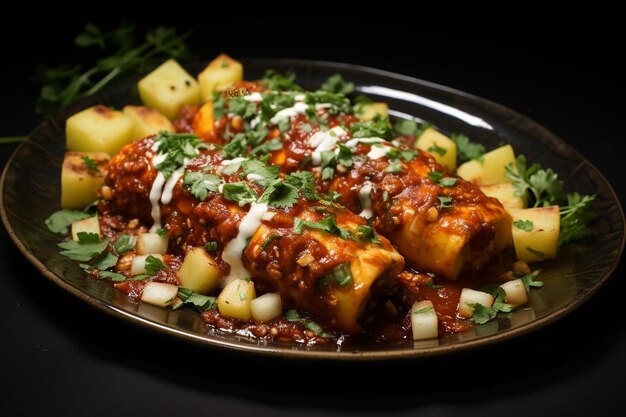 Enchiladas de pollo y piña con cilantro