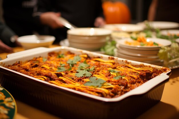 Foto enchiladas sendo desfrutadas em um jantar