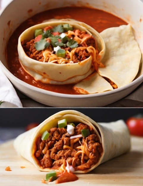 Enchiladas-Tortillas, die um eine Füllung gerollt werden