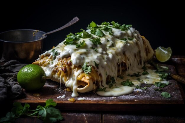 Enchiladas triplos de queijo com molho branco de jalape