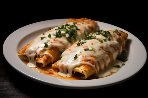 Enchiladas vegetales picantes con salsa de queso Jalapeno