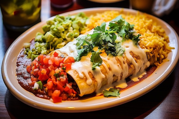 Foto enchiladas werden mit hausgemachter salsa serviert