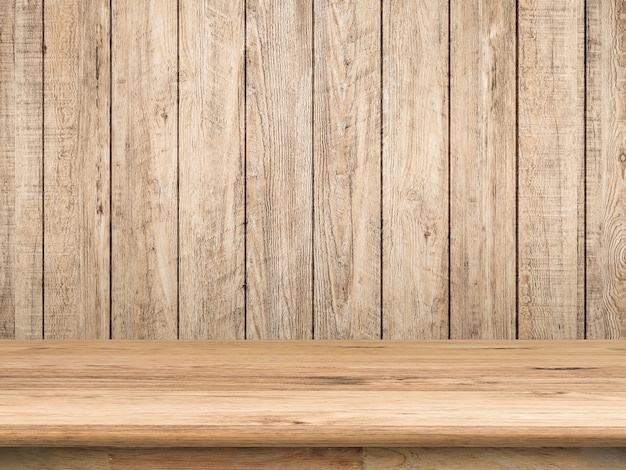 Encimera de madera sobre fondo de madera