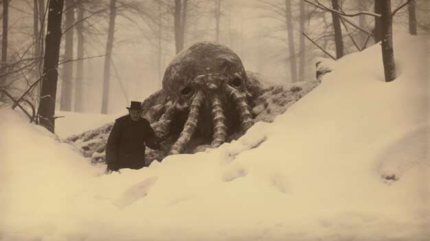 Foto encontro congelado um conto de amor de homem e monstro