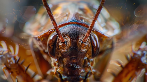 Encontro de perto com uma barata intrincada mostrando seu exoesqueleto detalhado