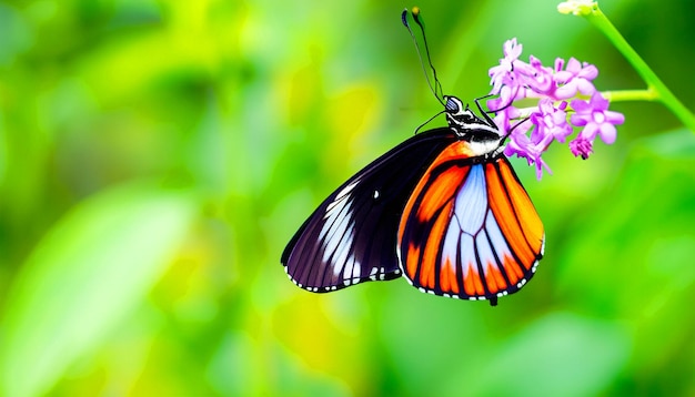 Encontro gracioso Borboleta monarca descansando em uma planta de flor Cativando a luz e a beleza da natureza