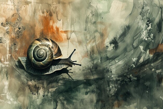 Encontro místico Pintura abstrata revela um caracol escondido