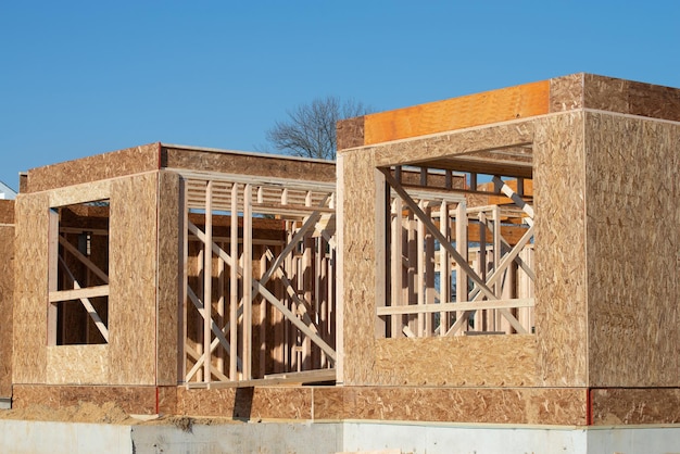 Foto encuadre de casa de construcción de casa nueva