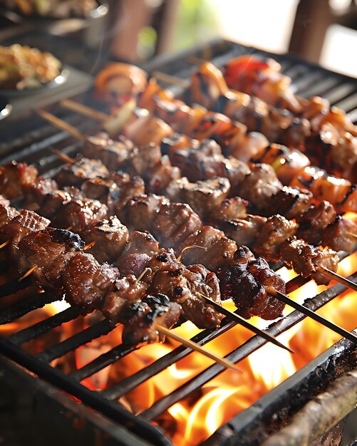 Foto encuentra satisfacción en la perfección a la parrilla de satay