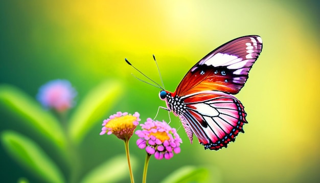 Encuentro agraciado Mariposa monarca descansando sobre una planta de flores Cautivando la luz y la belleza de la naturaleza