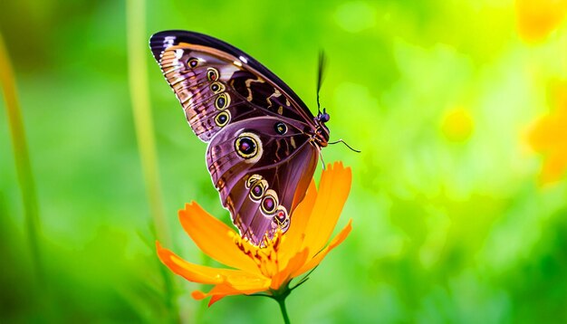 Encuentro agraciado Mariposa monarca descansando sobre una planta de flores Cautivando la luz y la belleza de la naturaleza