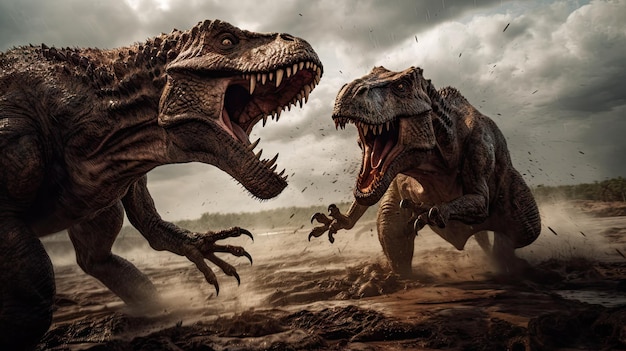 Un encuentro dramático entre dos dinosaurios poderosos
