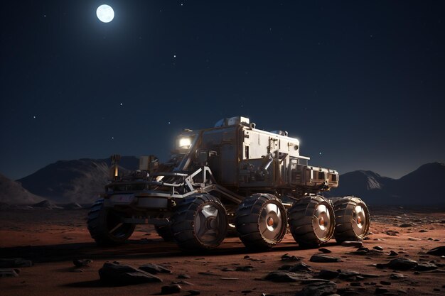 Encuentro nocturno del rover lunar en la Luna