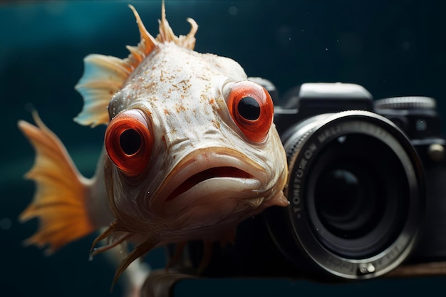 Foto encuentros hilarantes peces divertidos hacen una pose frente a la cámara