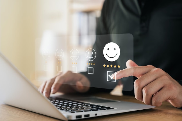 Encuesta de satisfacción del cliente Concepto Satisfacción de 5 estrellas Clasificación de la experiencia del servicio Aplicación en línea Evaluación del cliente Producto Servicio Satisfacción de calidad Revisión de comentarios Buena calidad La mayoría