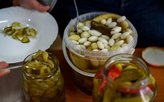 Encurtidos caseros Ajo pimentón melón pequeño pepino coliflor