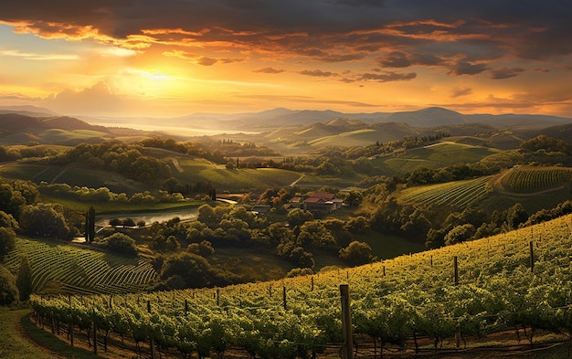 Endlose hügelige Weinberge