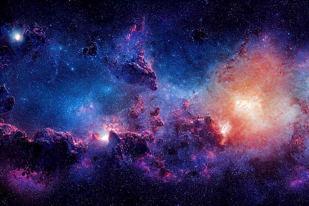 Endloses Universum mit Sternen und Galaxien im Weltraum Kosmos-Kunst-CGI