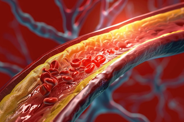 Foto endurecimento das artérias aterosclerose aprofundando o processo de formação de placas de colesterol nas artérias suas implicações e etapas proativas para o bem-estar cardiovascular