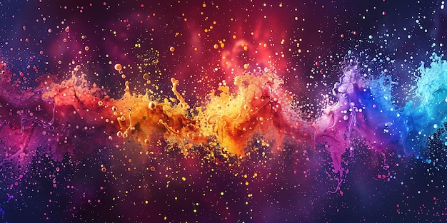 Energéticas salpicaduras de pintura multicolor que forman un fondo dinámico y visualmente impresionante con diversos tonos vibrantes