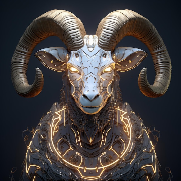 Energético personaje del zodiaco de Aries ilustrado con colores vibrantes impulsado por IA generativa