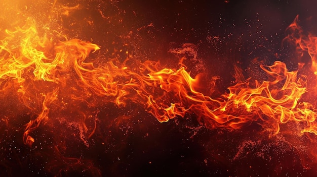 Energetisches Feuer brennt mit leuchtenden orangefarbenen und gelben Flammen