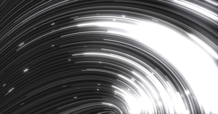 Foto energía abstracta en blanco y negro arremolinando líneas curvas de rayas mágicas brillantes y energía