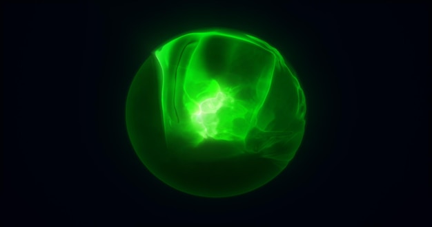 Energía abstracta esfera verde de plasma líquido brillante magia eléctrica redonda de energía de fondo de bola