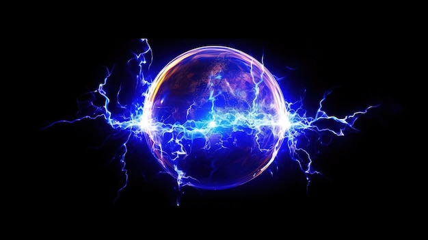 Energía de la bola eléctrica fractal con rayos generados por IA