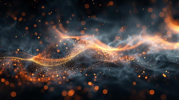 Foto energia dinâmica de fluxo de partículas douradas