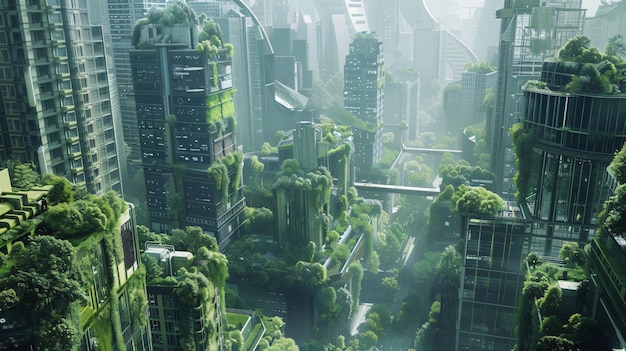 Energía e industrias ecológicas concepto de una ciudad del futuro