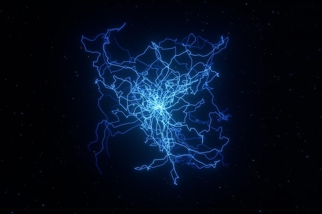 Energía eléctrica de potencia y chispa de relámpago renderización 3D dibujo digital por computadora