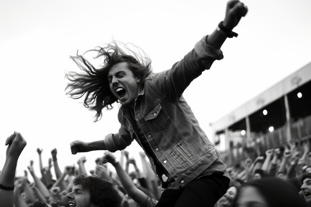 Foto energía y entusiasmo de un hombre para un festival de música