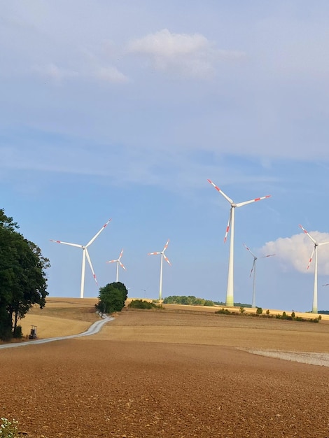 Foto energia eólica em campos cultivados