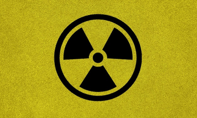 Foto energia nuclear radioactiva forma de símbolo amarelo redondo
