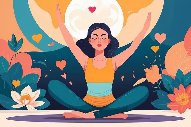 Energia Positiva Yoga SelfLove Ilustração Arte Vector