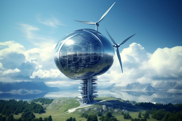 Energia renovável Energia eólica e produção de hidrogênio para sustentabilidade IA generativa
